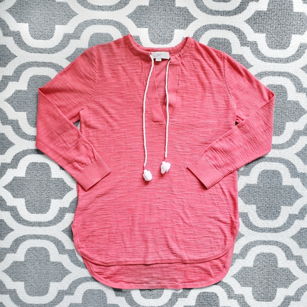 LOFT | Tie Neck Tassel Sweater